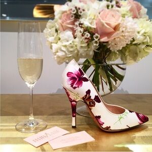 PALTER DeLISO Fancy Floral Silk Heels